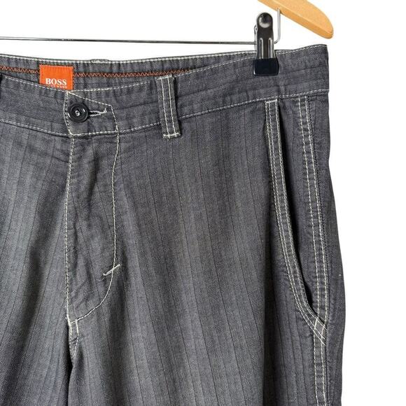 Boss Hugo Boss Relaxed Trouser Pants in Gray Stripes 100% Cotton, Size 32x34 / M - Picture 4 of 12